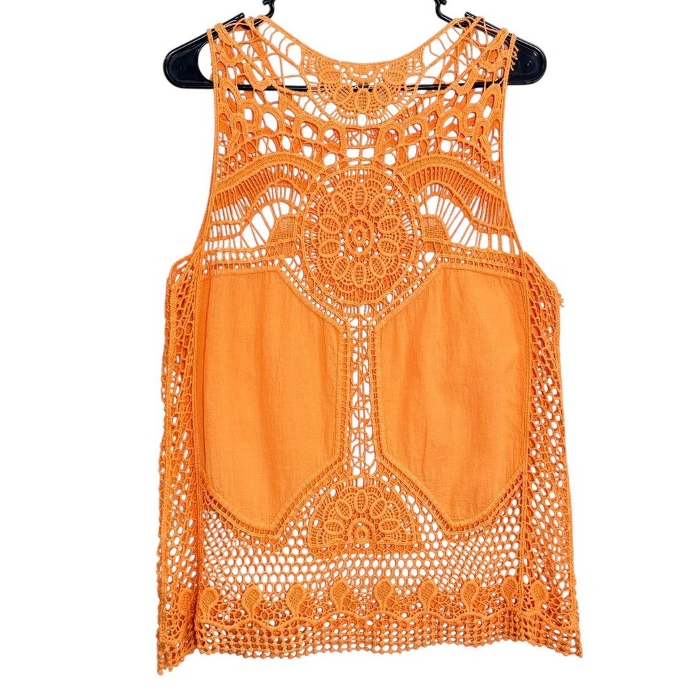Boho Crochet Lace Tank Festival Summer Top Orange XL - Picture 2 of 3